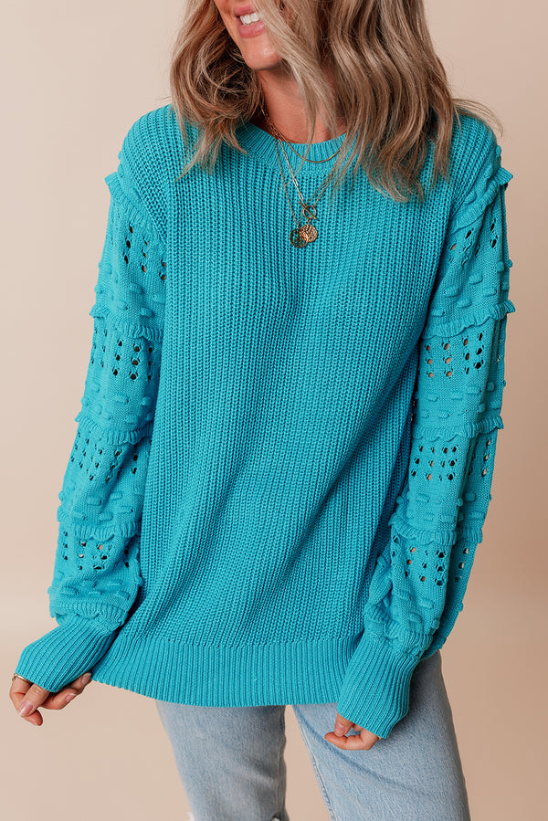 Pull femme à volants, manches ballon-P404