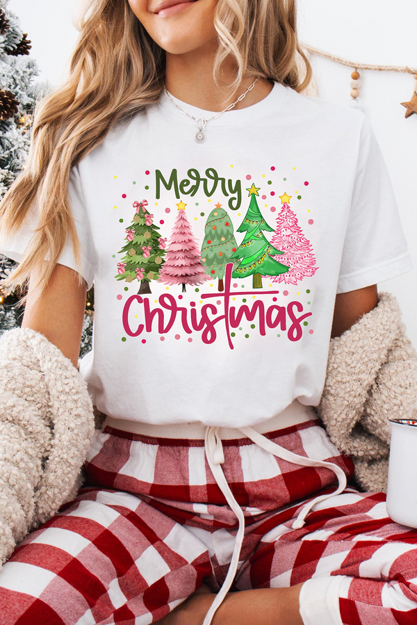 T-shirt graphique, Noël, col rond — blanc