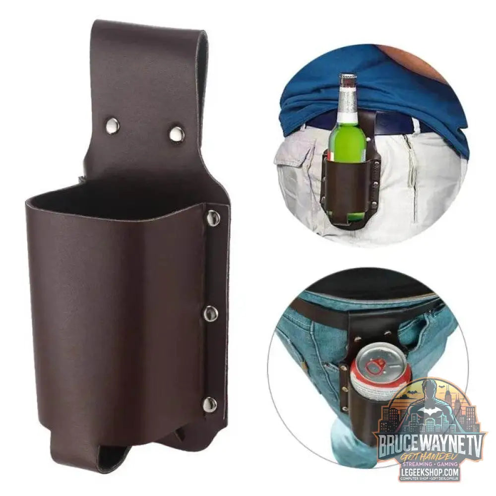 🍺 Étui portable pour bouteille – Ceinture à bière / canette pratique en cuir PU - Legeekshop