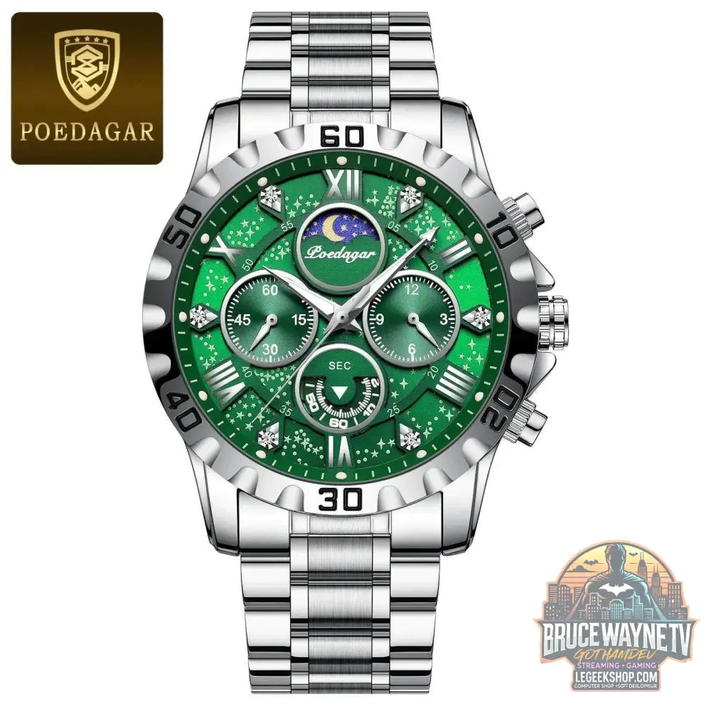 Montre de sport à quartz de luxe pour homme, étanche, Shoous, acier inoxydable, chronographe, horloge | POEDAGAR - Legeekshop