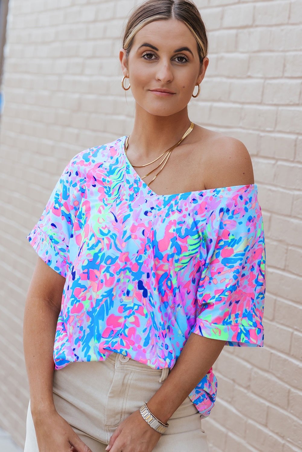 Sky Blue Loose Painted — Tops/Tops & Tees, vue 4, LeGeekShop