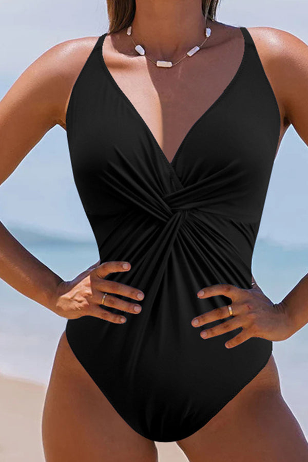 Maillot femme col V — noir