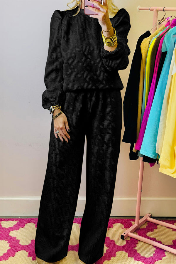 Pantalon femme manches bouffantes — noir
