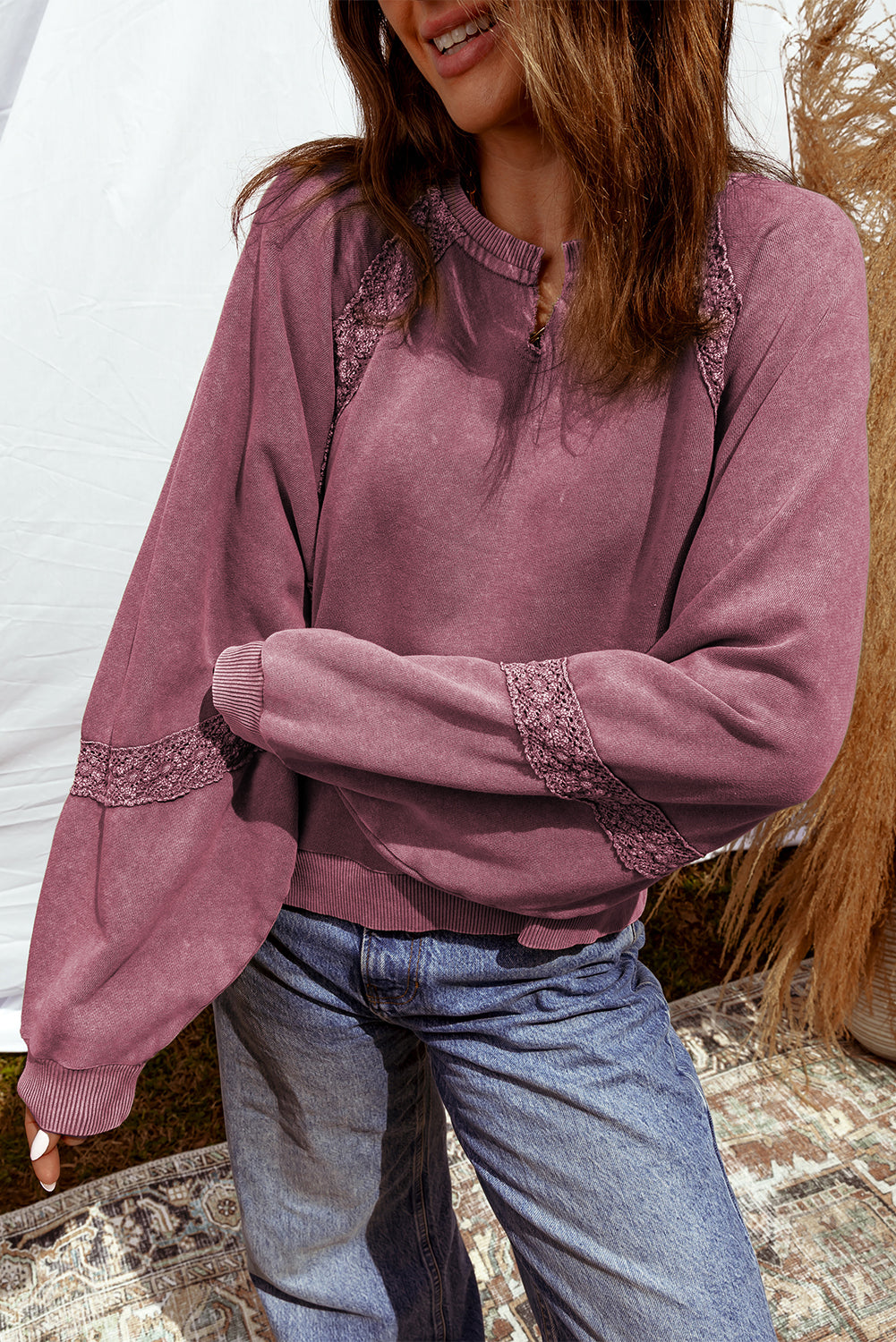Sweat femme patchwork — rouge