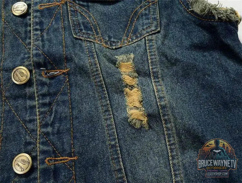 Gilet en Jean Délavé pour Homme, Vêtement en Denim Déchiré, Style Rétro, Cowboy, Hip Hop, 6XL | DIMUSI | Wayne Outfitters - Legeekshop