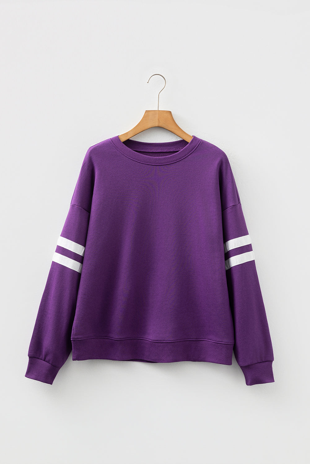 Sweat détails varsity, épaules tombantes, oversized — blanc