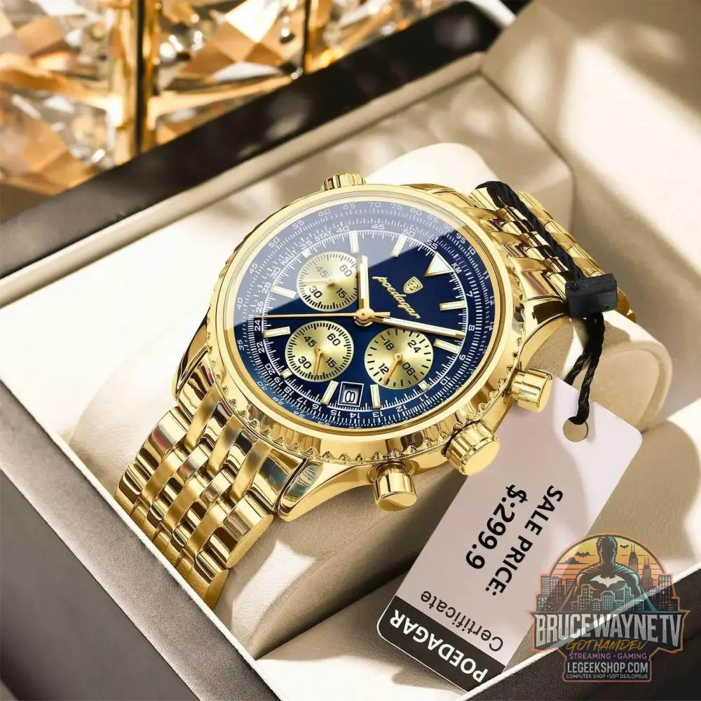 Montre à Quartz de Luxe en Acier Inoxydable pour Homme, Chronographe Étanche, Date Shoous, Militaire | POEDAGAR - Legeekshop
