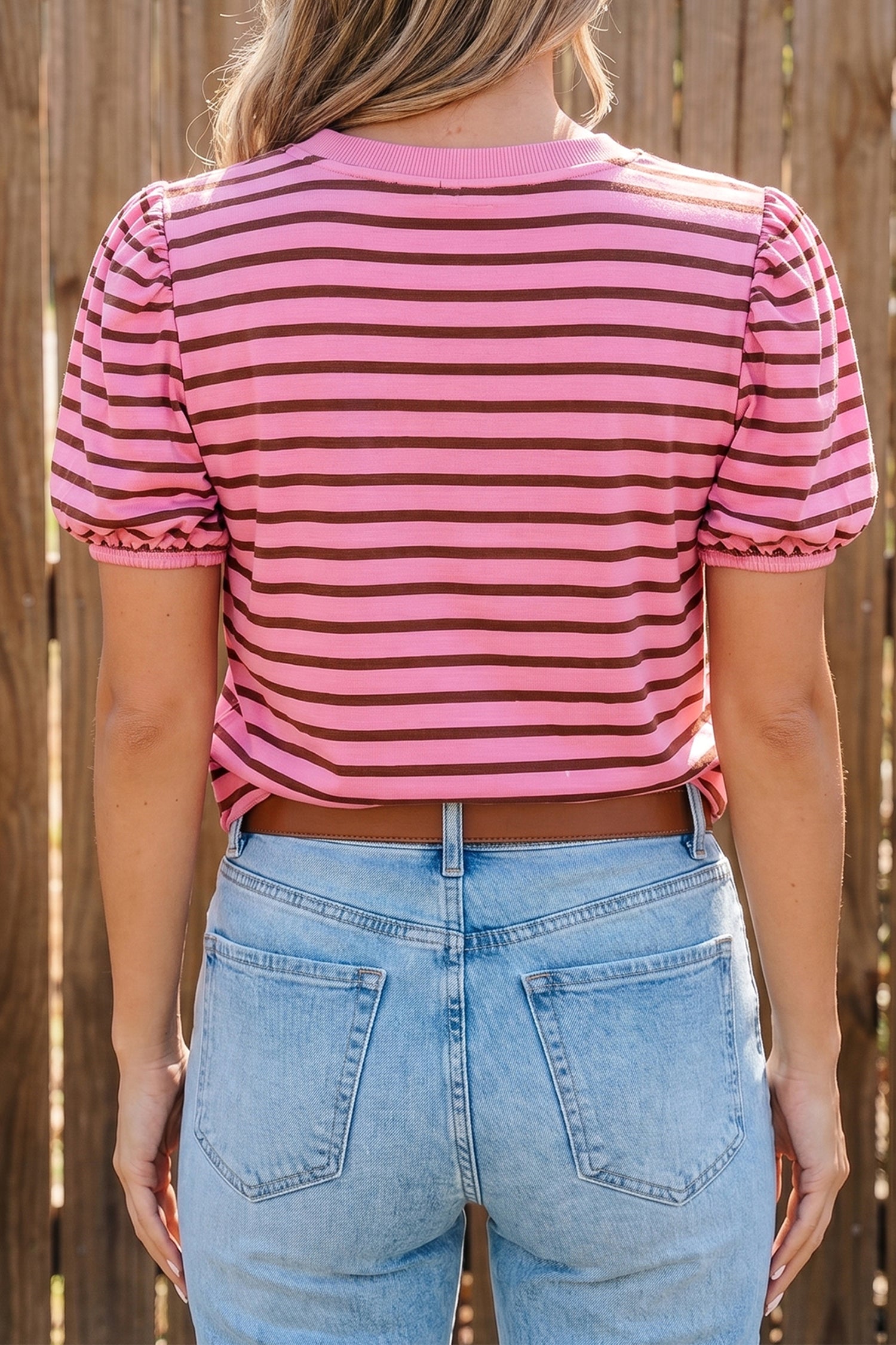 Rose Stripe Striped V — Tops/Tops & Tees, vue 2, LeGeekShop