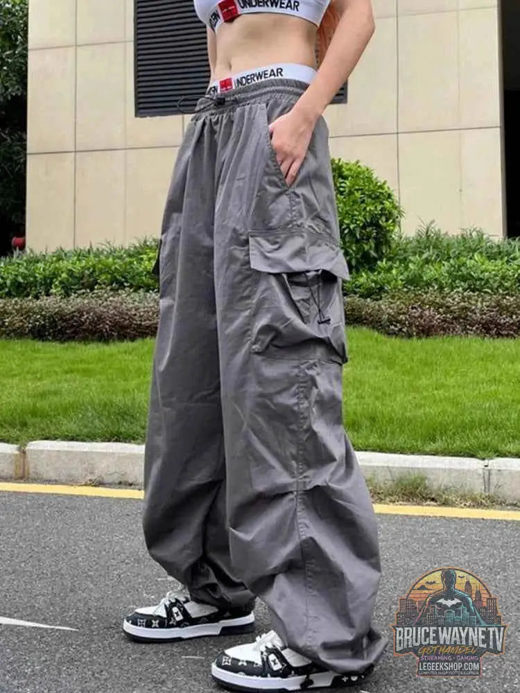 Pantalon de survêtement baggy à jambes larges pour femmes - Style Y2K Parachute Streetwear - Legeekshop