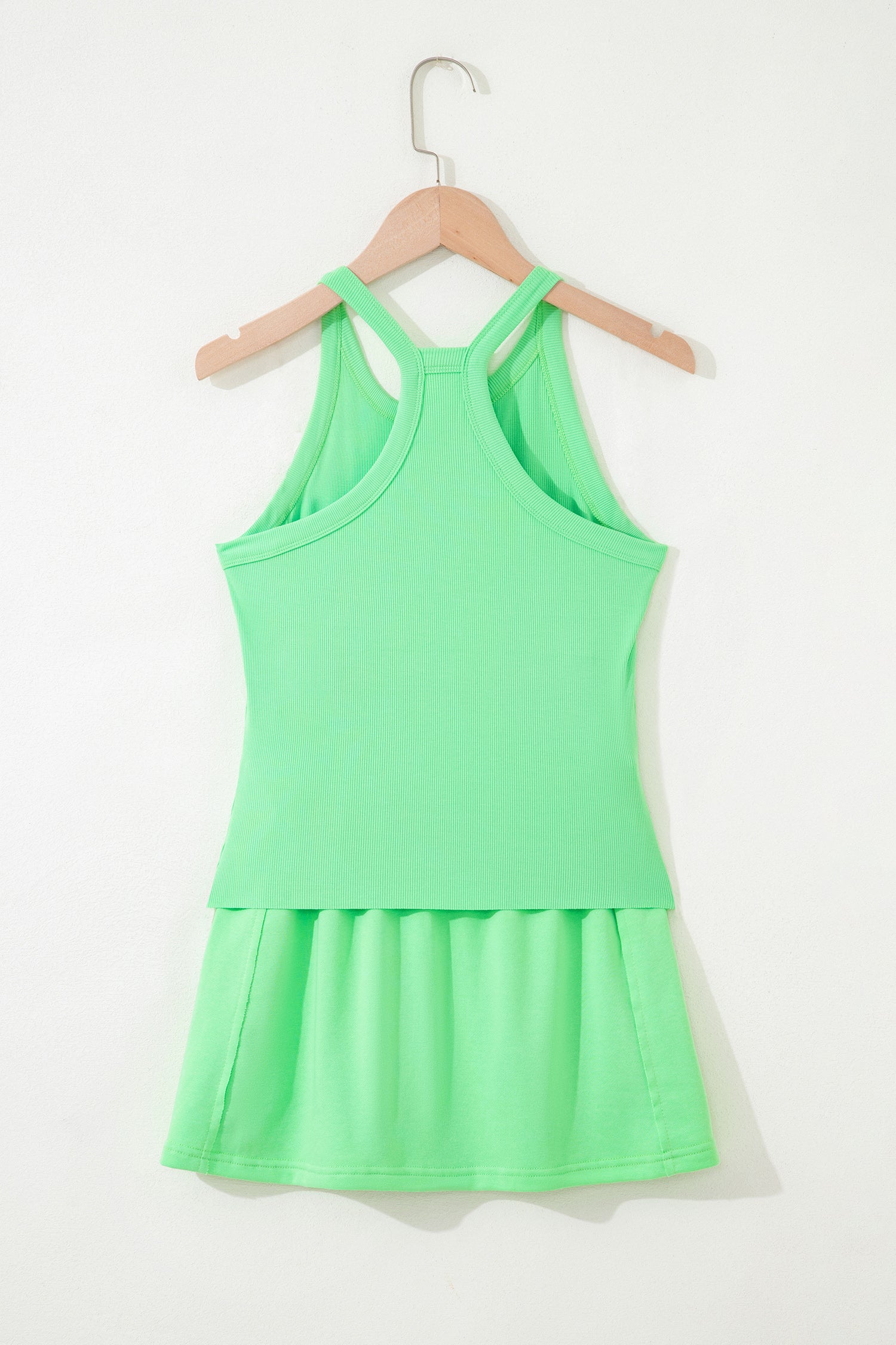 Sky Blue Slim Tank Top Elastic Waist Mini Skort 2pcs Outfit