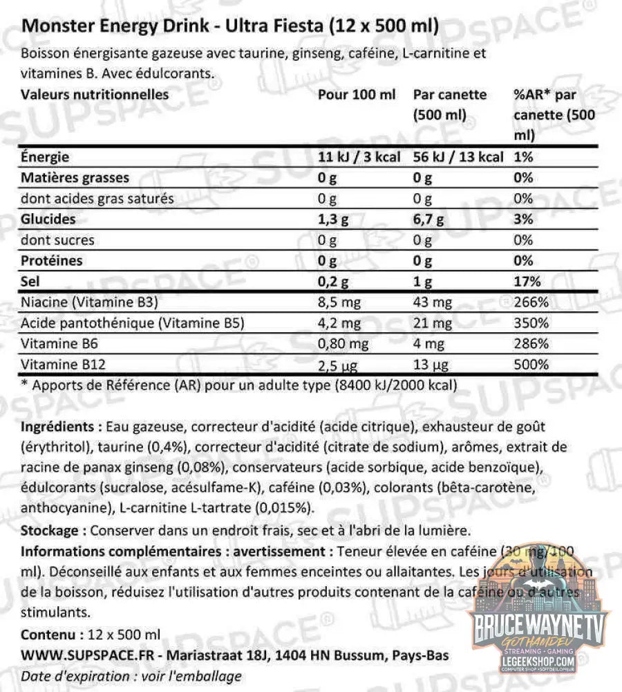 Monster Energy Ultra Fiesta (12 x 500 ml) ou à l'unité - Legeekshop