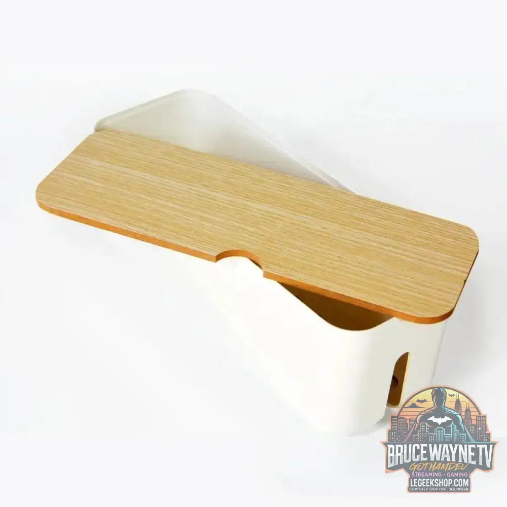 🔌 Boîte de Rangement Câbles avec Couvercle Bambou – Organisateur de Bureau Moderne - Legeekshop