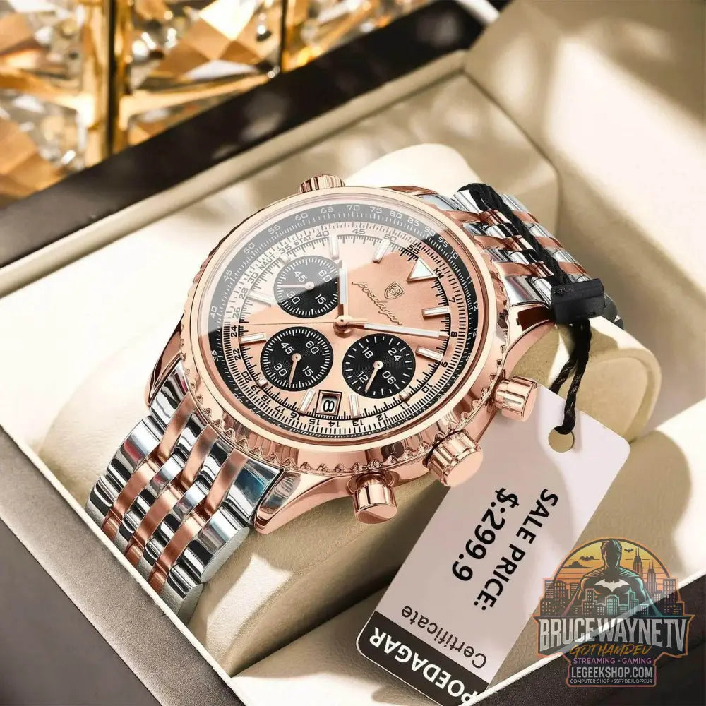 Montre à Quartz de Luxe en Acier Inoxydable pour Homme, Chronographe Étanche, Date Shoous, Militaire | POEDAGAR - Legeekshop