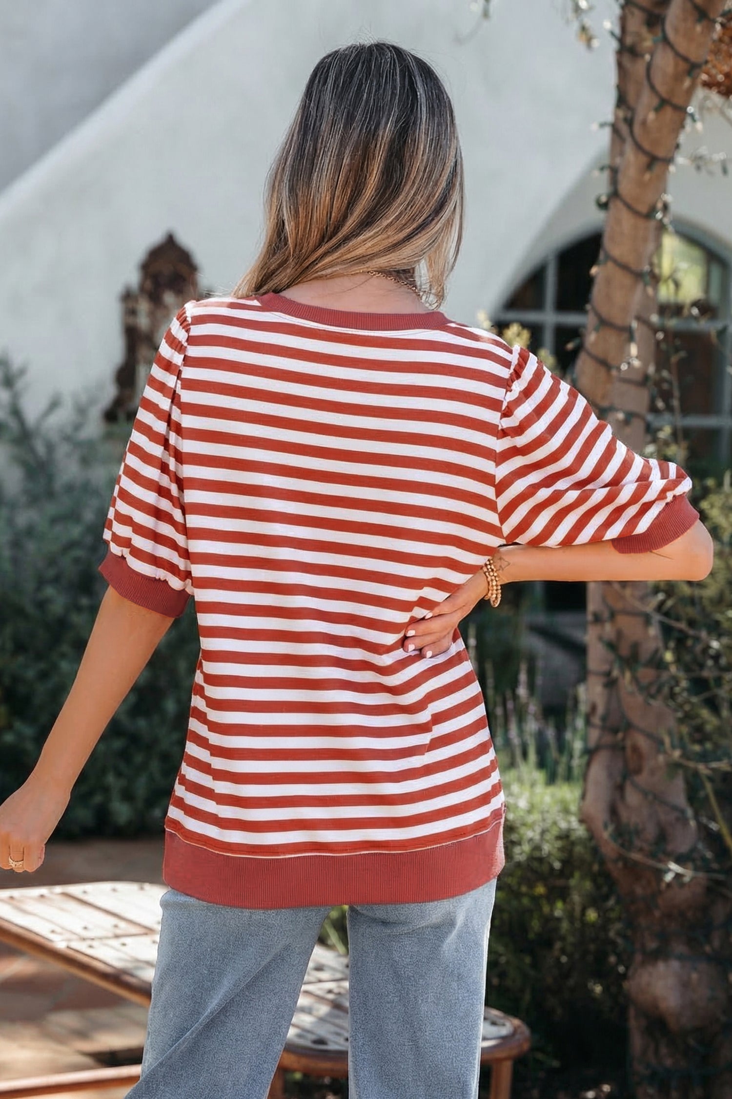 Orange Stripe Short Bubble — Tops/Tops & Tees, vue 2, LeGeekShop