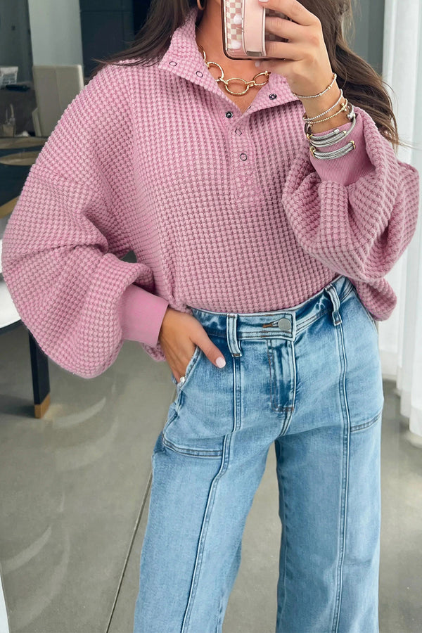 Haut femme boutonnée, uni — rose clair