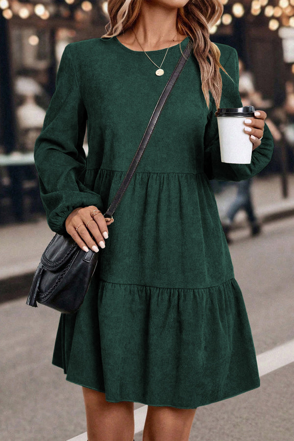 Robe courte femme à étages — vert
