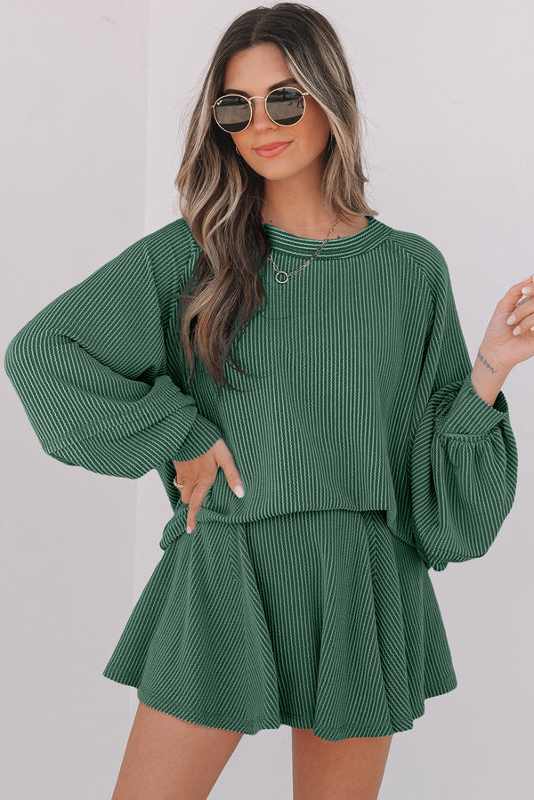 Jupe femme à volants, taille haute, mini — vert