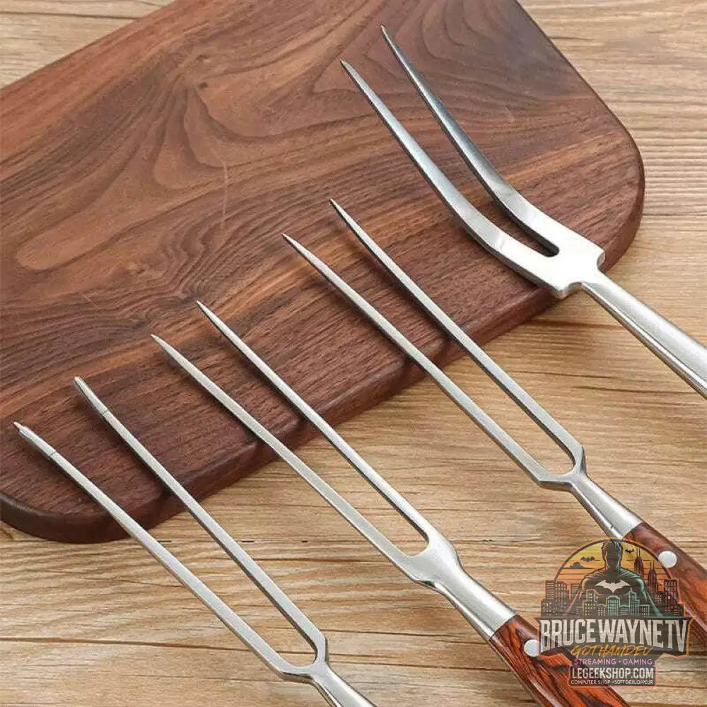 🔥 Set de Fourchettes à Barbecue  – Acier Inoxydable & Bois – Accessoires de Grill - Legeekshop