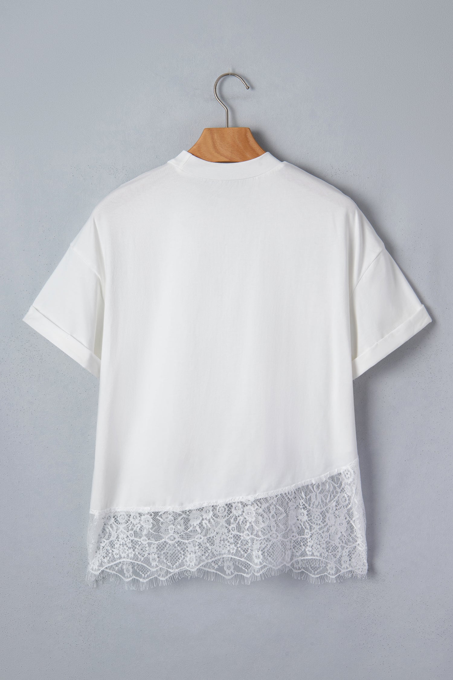 White Asymmetric Lace Hem — Tops/Tops & Tees, vue 4, LeGeekShop