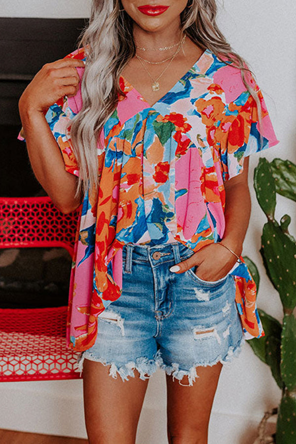 Blouse femme col V — rose
