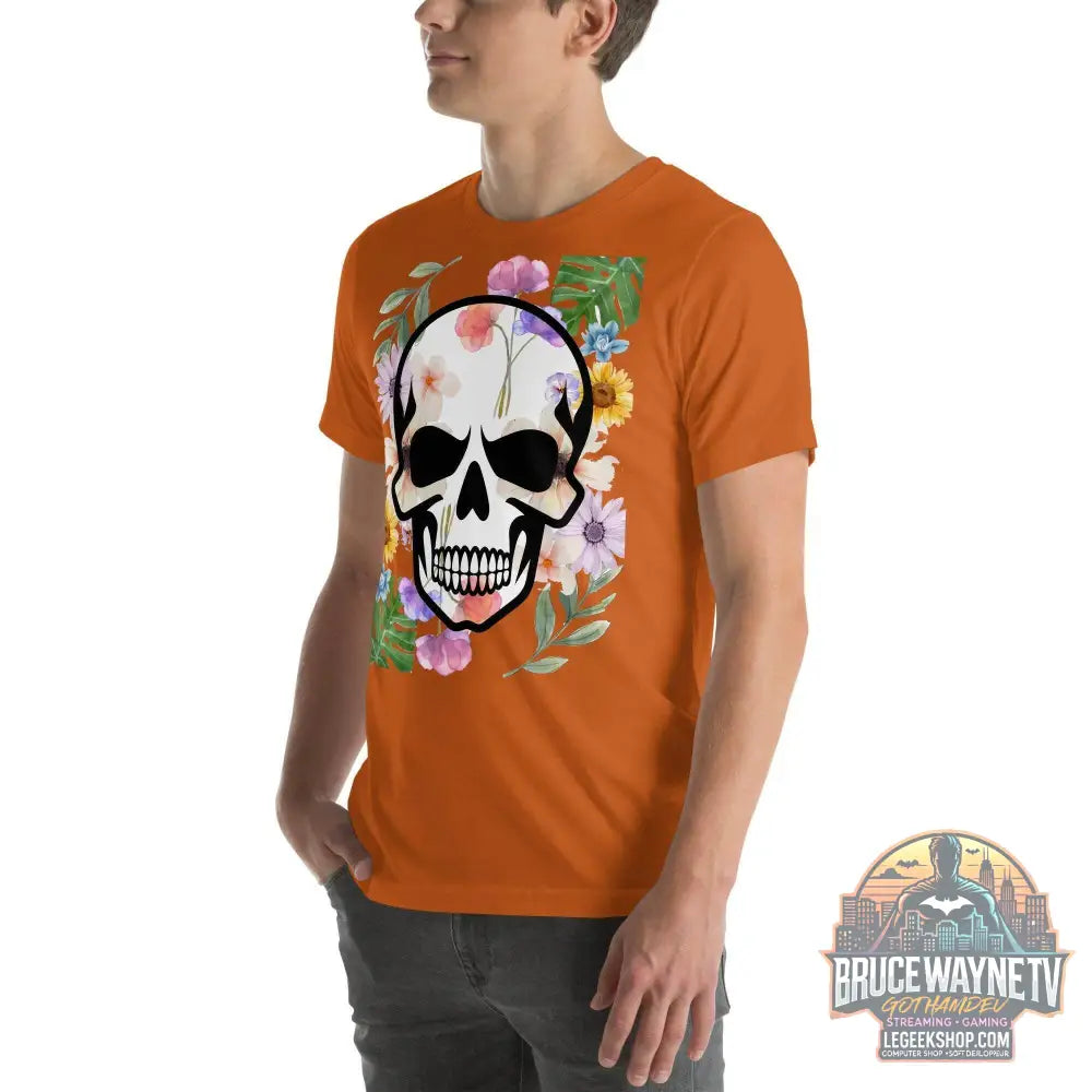 T-shirt Unisexe à Imprimé Crâne et Fleurs - Mode Estivale | Wayne Outfitters - Legeekshop