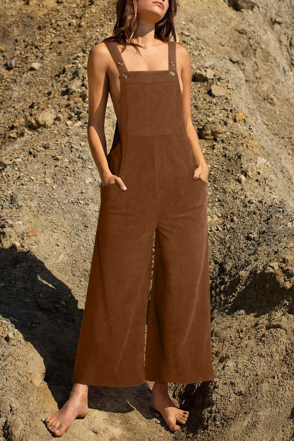 Pièce mode femme jambe large, uni — marron