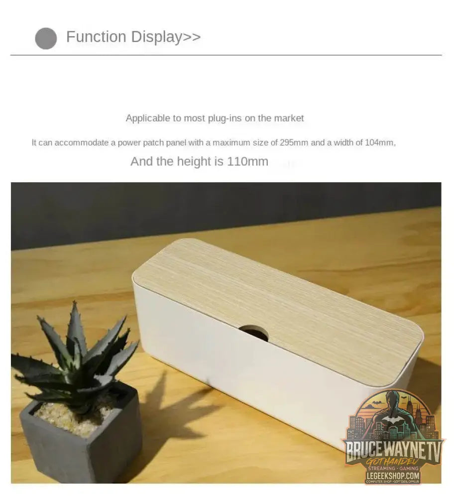 🔌 Boîte de Rangement Câbles avec Couvercle Bambou – Organisateur de Bureau Moderne - Legeekshop