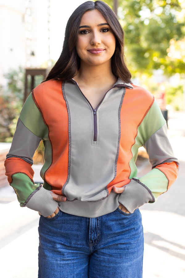 Sweat femme zip — gris clair