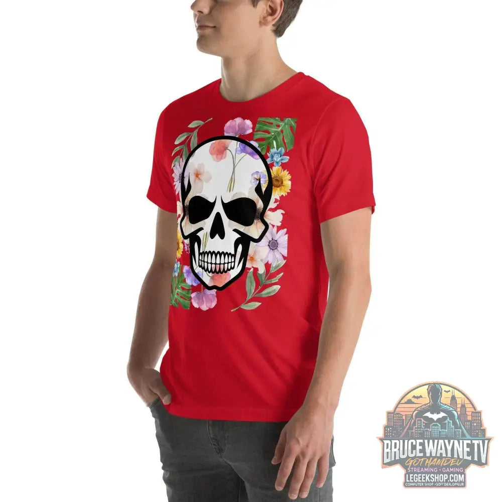 T-shirt Unisexe à Imprimé Crâne et Fleurs - Mode Estivale | Wayne Outfitters - Legeekshop