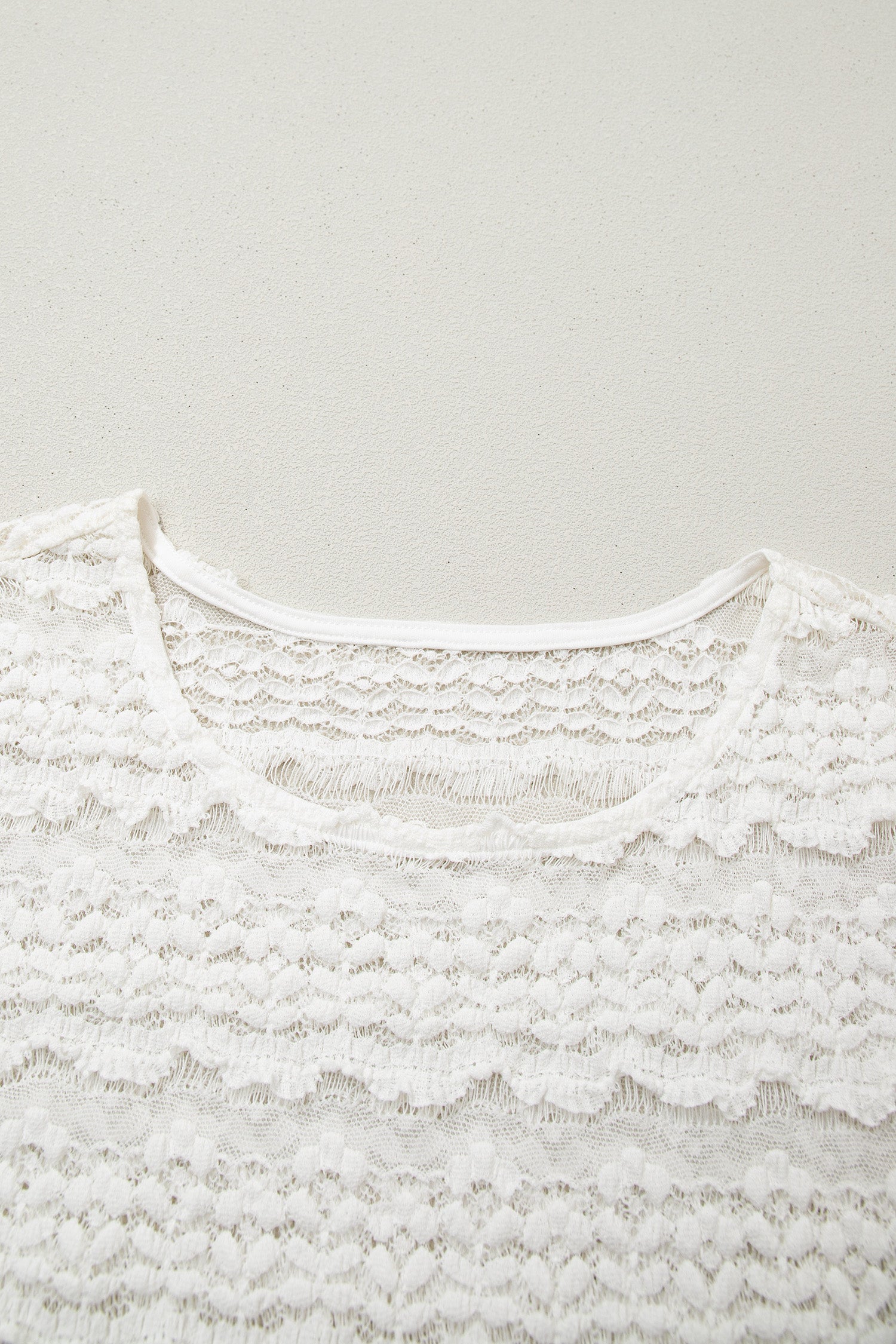 White Sheer Lace Short Sleeve Top