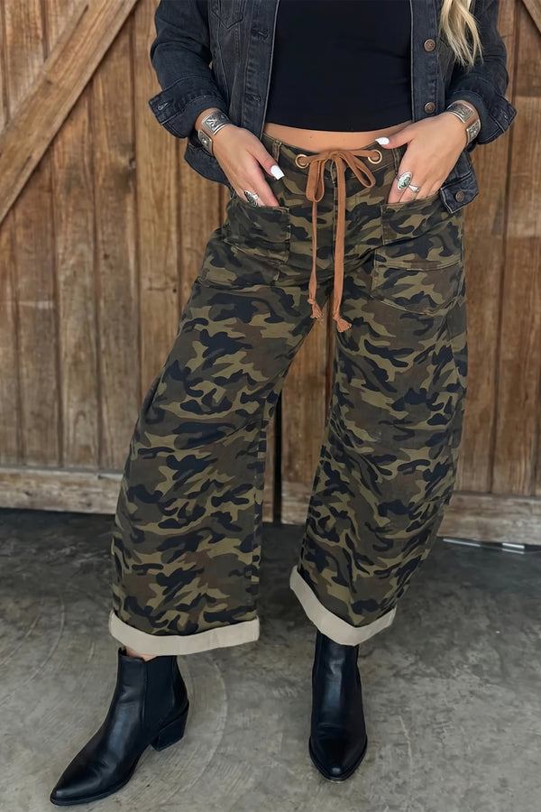 Jean femme camouflage, ample — multicolore