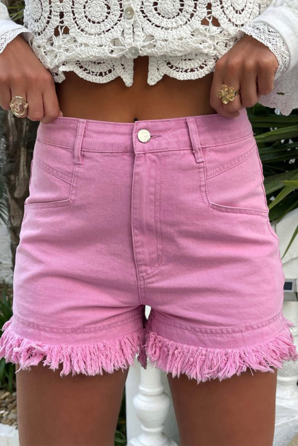 Short femme denim — rose