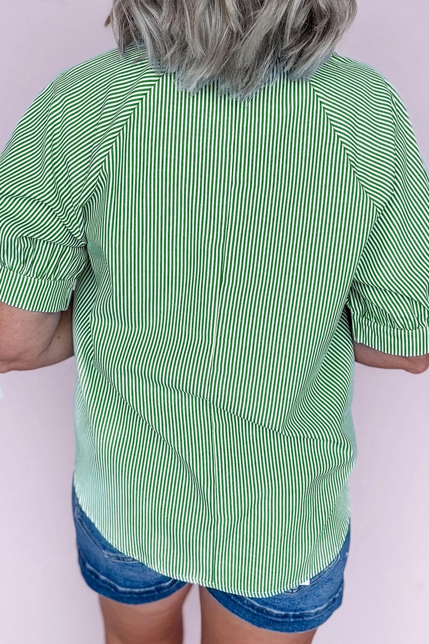 Mint Green Striped Print — Tops/Blouses & Shirts, vue 2, LeGeekShop