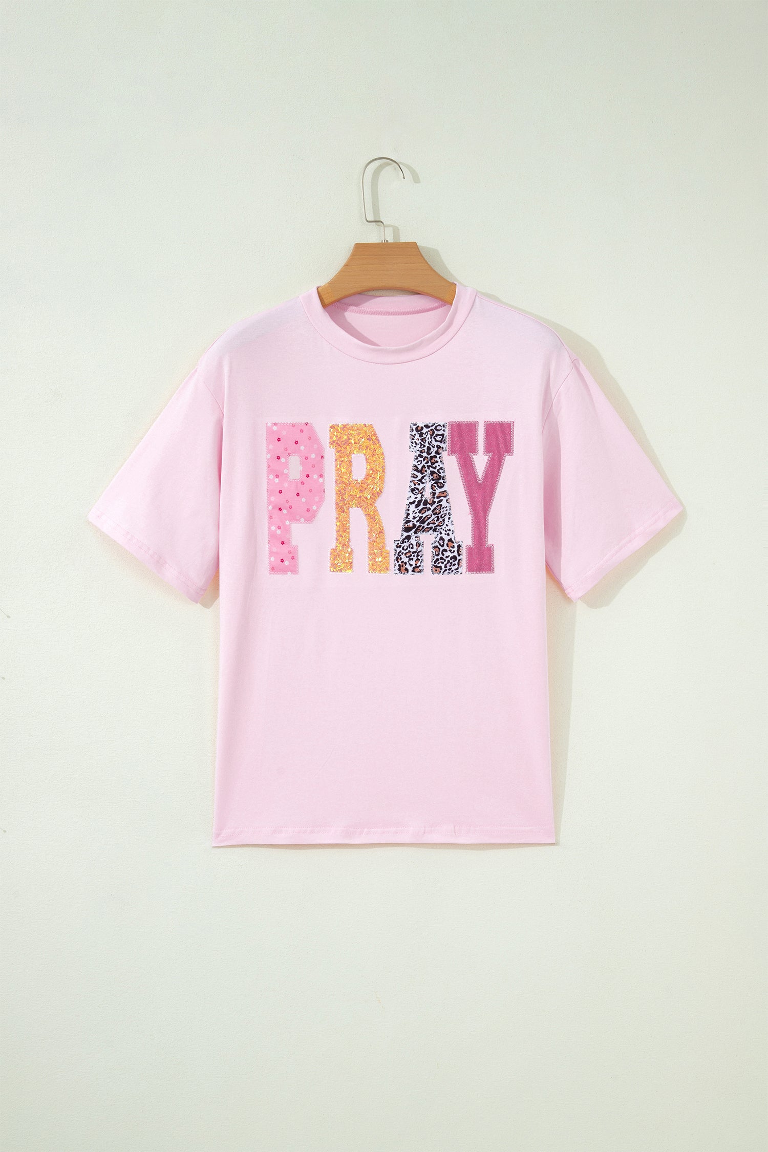Pink PRAY Sequin Leopard — Tops/Tops & Tees, vue 3, LeGeekShop