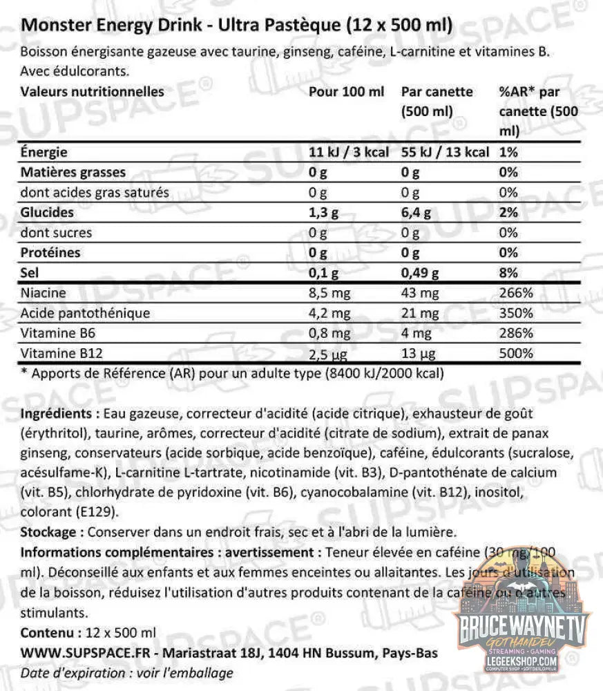 Monster Energy Ultra Pastèque (12 x 500 ml) ou à l'unité - Legeekshop