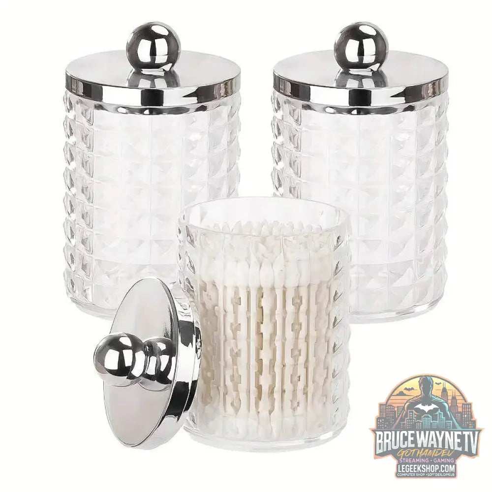 🧺 Boîte de Rangement Transparent – Pot d’Apothicaire 10 Oz | Porte-Coton-Tige & Accessoires - Legeekshop