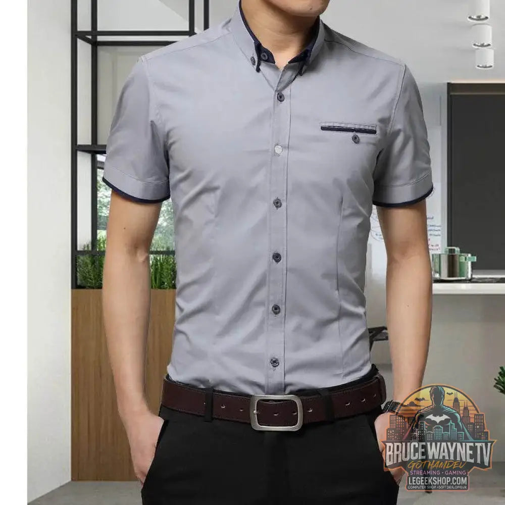 Chemise d'affaires à manches courtes pour hommes, chemise de smoking, col rabattu, grande taille, 5XL, nouveauté, été, 2024 - Legeekshop
