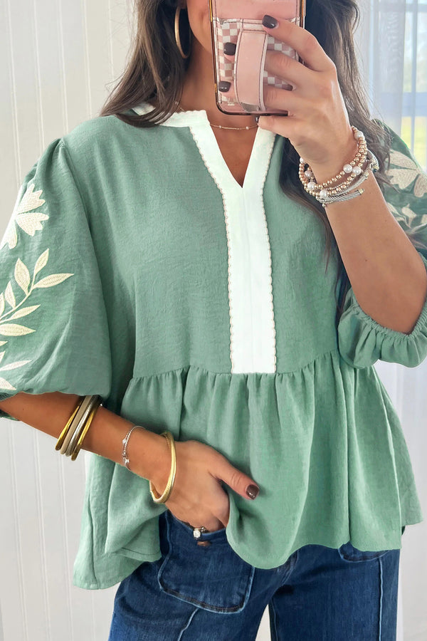 Smoke Green Color Block — Tops/Blouses & Shirts, photo principale LeGeekShop