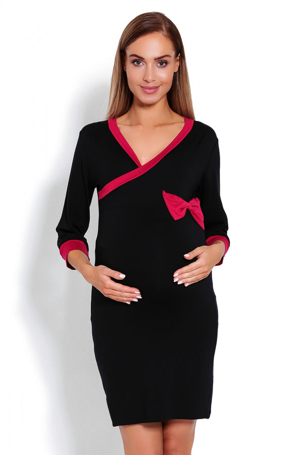 Chemise de nuit de grossesse femme PeeKaBoo — noir