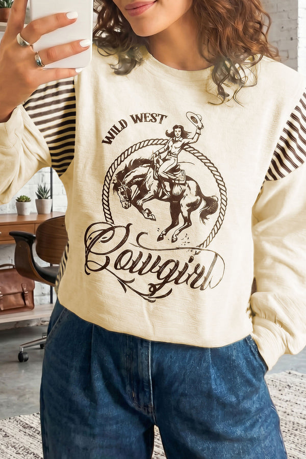 Haut femme rayé, manches longues, casual-P2015