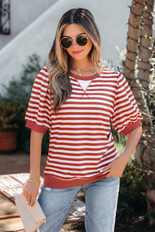 Orange Stripe Short Bubble — Tops/Tops & Tees, photo principale LeGeekShop