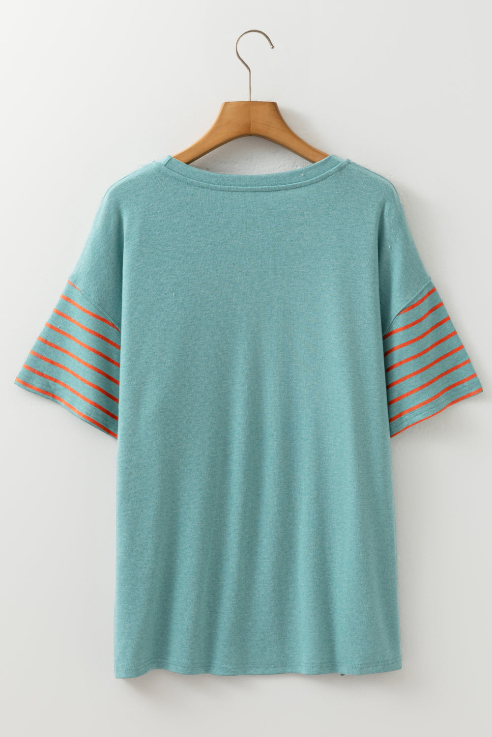 Tan Color Block Striped Detail Loose T Shirt