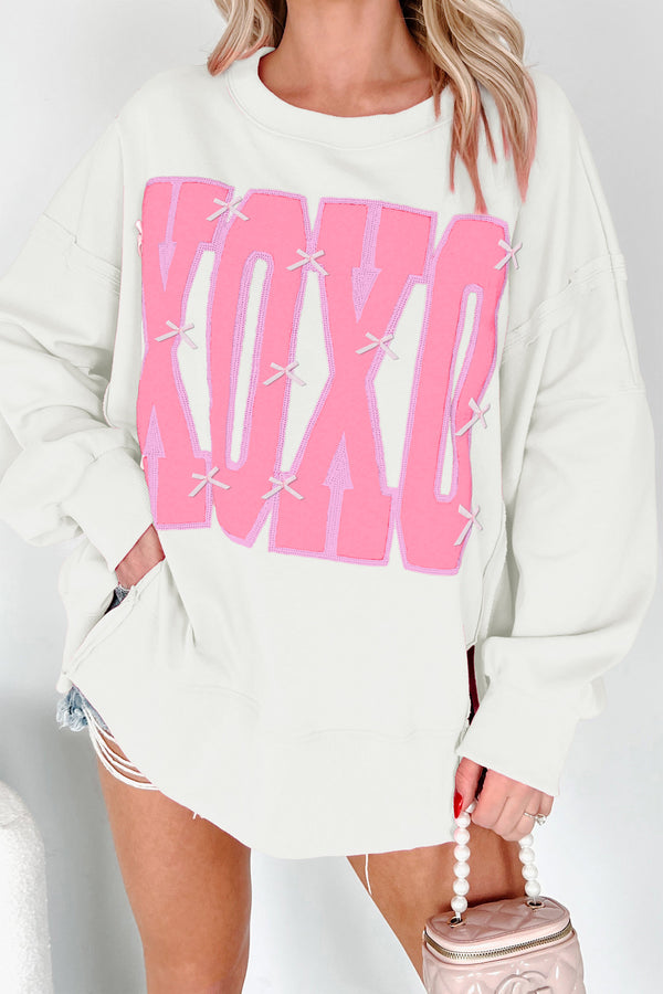 Sweat femme graphique, paillettes — blanc · LC25319932-P1 · LC25319932-P1-L