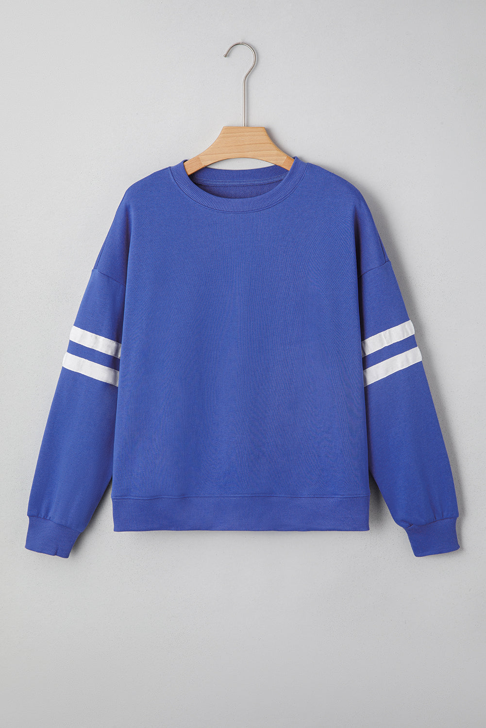 Sweat détails varsity, épaules tombantes, oversized — blanc