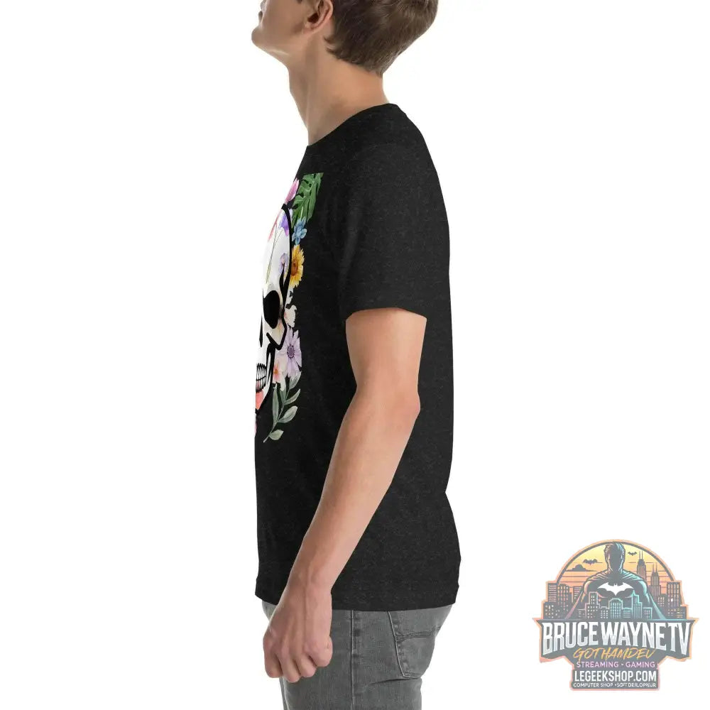 T-shirt Unisexe à Imprimé Crâne et Fleurs - Mode Estivale | Wayne Outfitters - Legeekshop