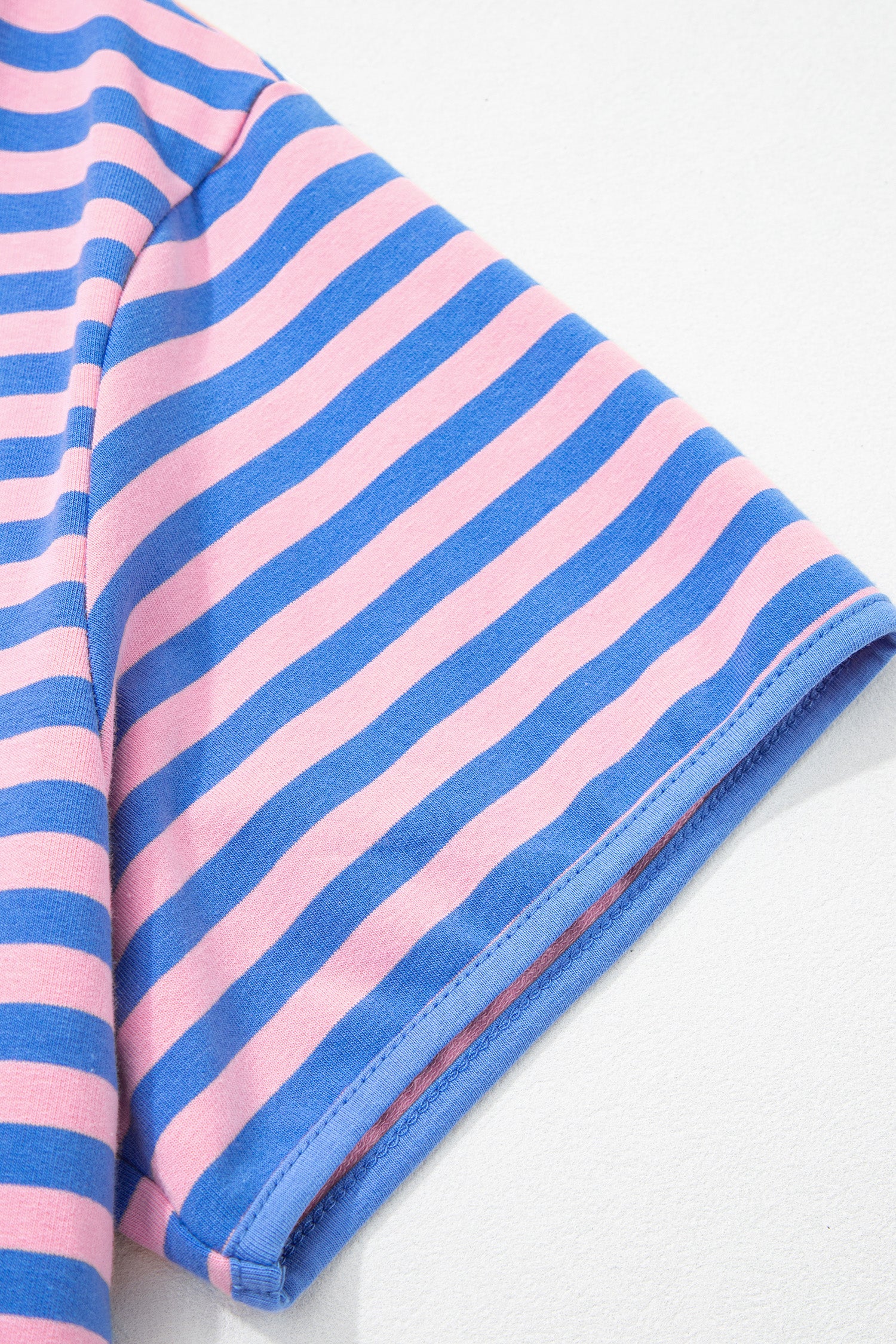 Pink Stripe Relaxed Short Sleeve Top Elastic Waist Drawstring Skort 2pcs Set