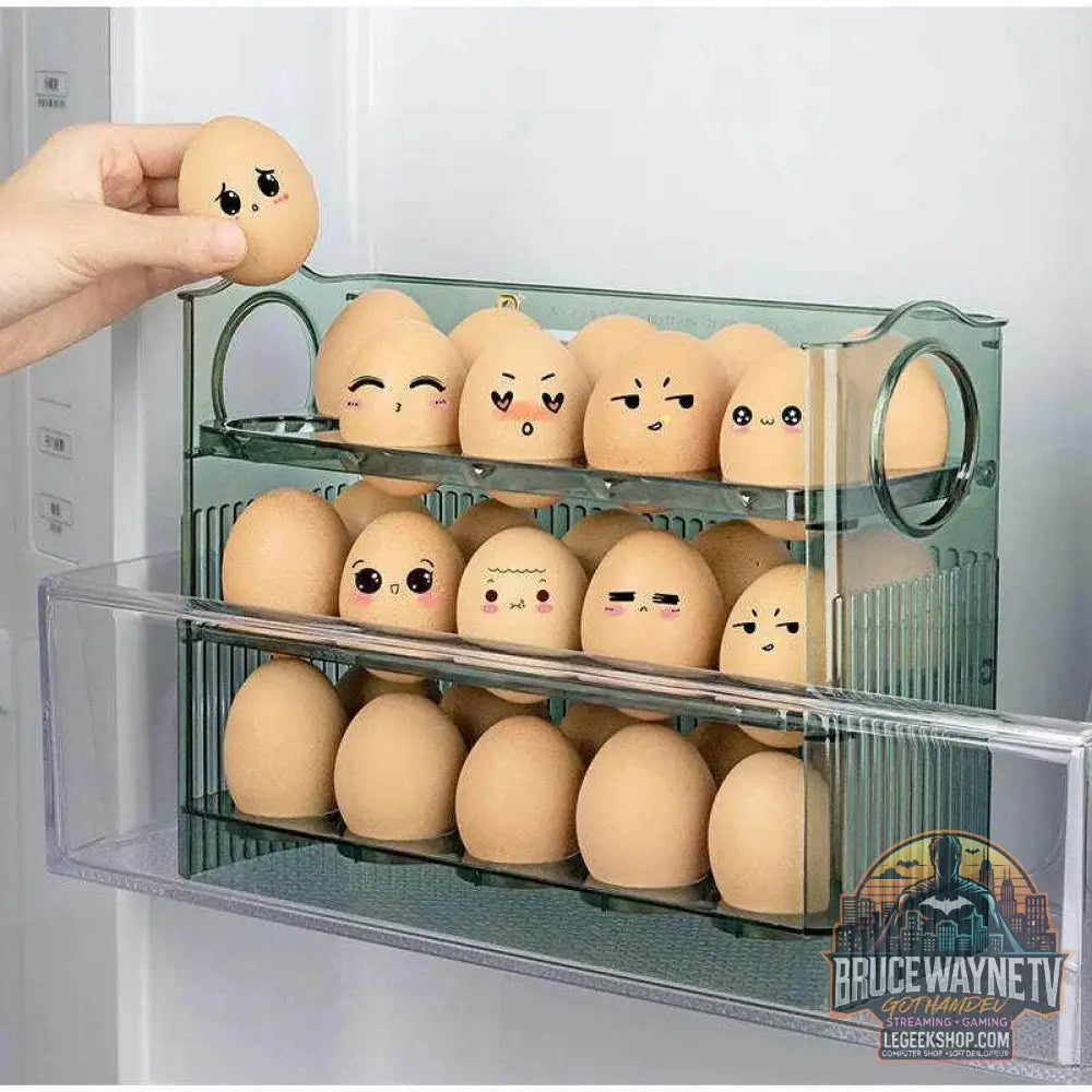 🥚 Boîte de Rangement d'Œufs Coulissante à 3 Couches – Style Échelle | Grande Capacité Réfrigérateur - Legeekshop