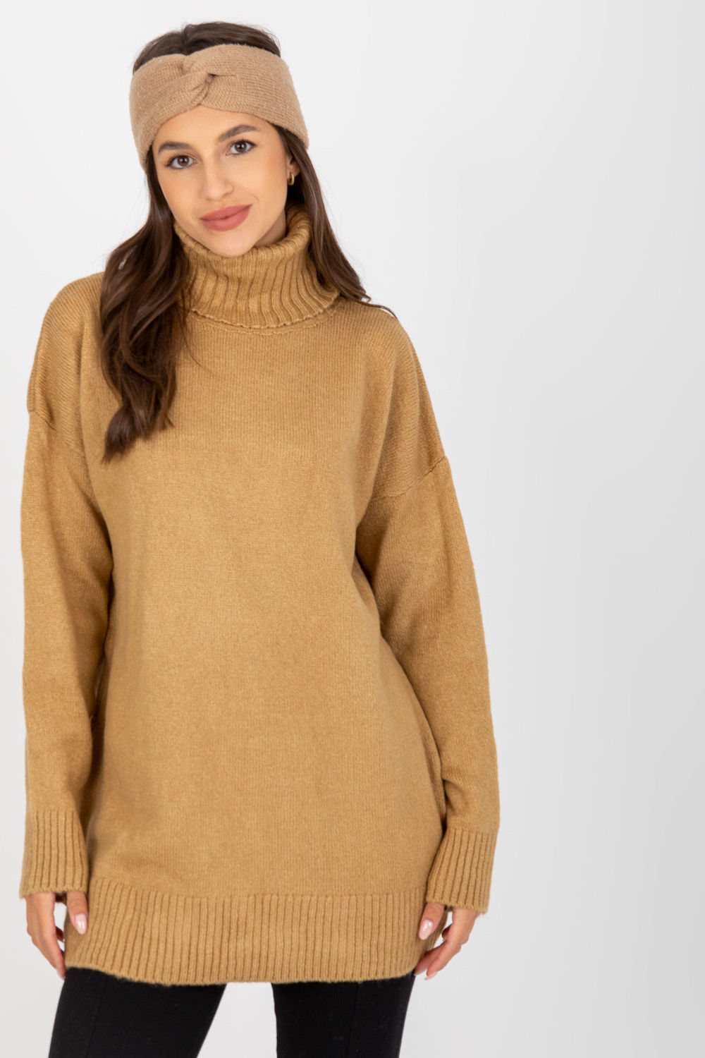 Pull femme Rue Paris Col Roulé Col — brun