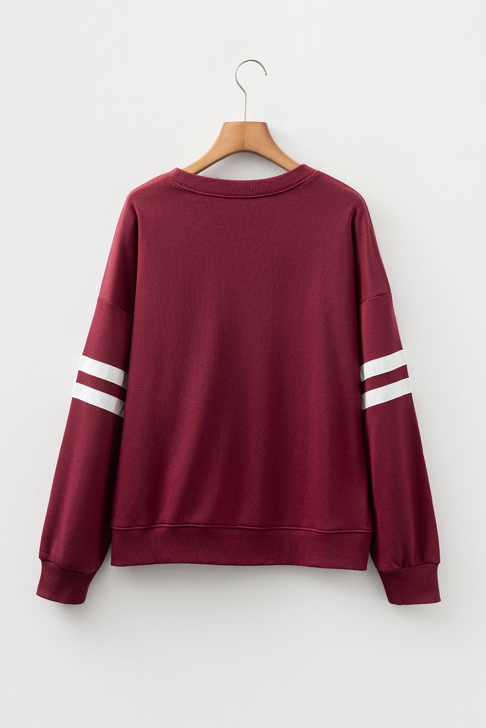 Sweat détails varsity, épaules tombantes, oversized — blanc