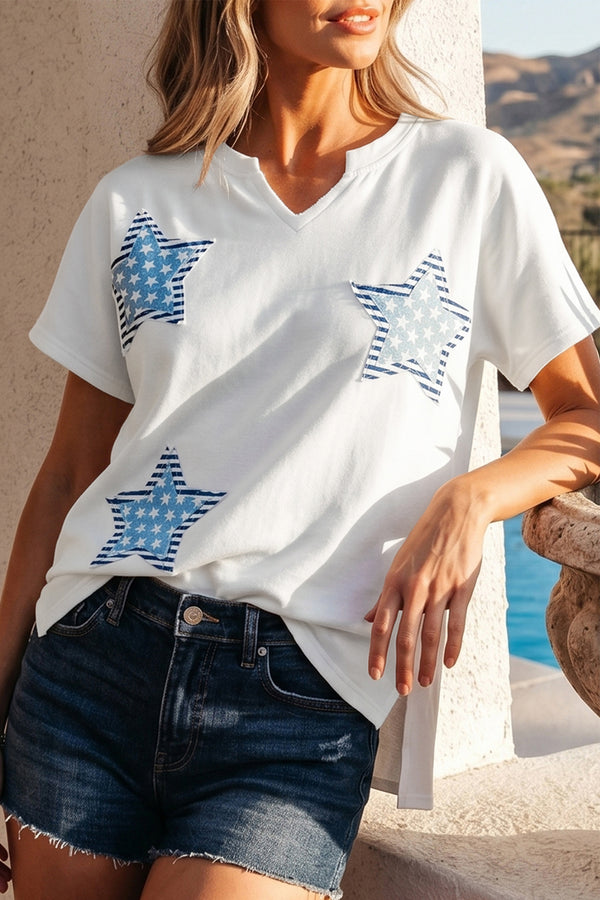 White Patriot Star Patched — Tops/Tops & Tees, photo principale LeGeekShop